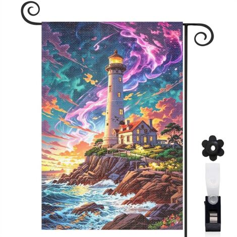 Drapeau de jardin Bienvenue en toile double face 30 x 45 cm lavable décoration intérieure (1/5)
