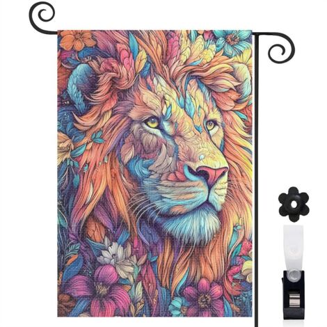Drapeau de jardin Joyeuses saisons en lin lavable 30 x 45 cm double face entrée et porche (1/5)