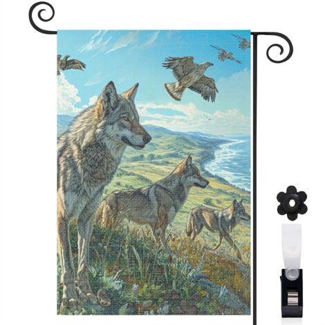 Drapeau de jardin Joyeuses saisons en toile de jute 30 x 45 cm lavable décoration saisonnière pour jardin (1/5)