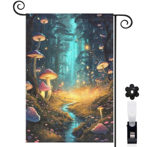 Drapeau de jardin Bienvenue en tissu polyester durable 45 x 30 cm résistant aux intempéries décoration saisonnière pour jardin (1/5)