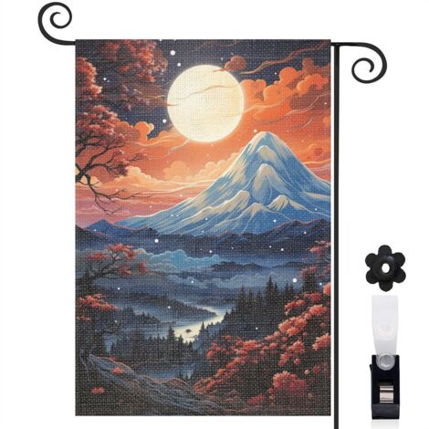 Drapeau de jardin Joyeuses saisons en lin lavable 45 x 30 cm vertical entrée et porche (1/5)