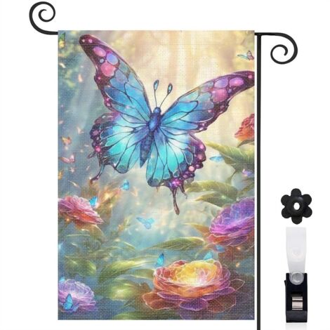 Drapeau de jardin Bienvenue en tissu polyester durable 30 x 45 cm facile à installer maison de campagne (1/5)