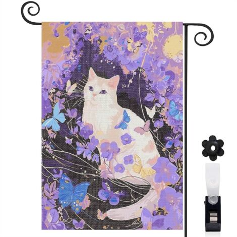 Drapeau de jardin Bienvenue en tissu polyester durable 45 x 30 cm vertical terrasse et balcon (1/5)