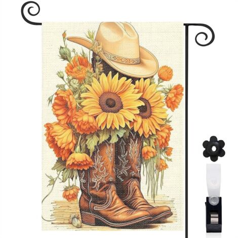 Drapeau de jardin Bienvenue en toile double face 30 x 45 cm vertical décoration saisonnière pour jardin (1/5)