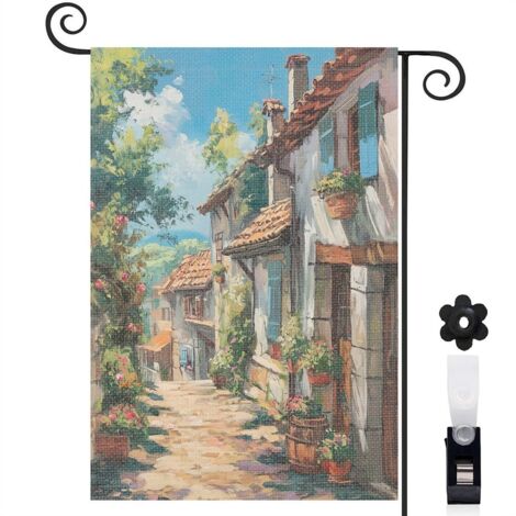 Drapeau de jardin Joyeuses saisons en toile de jute 30 x 45 cm lavable décoration intérieure (1/5)