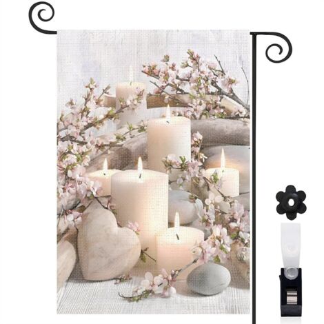Drapeau de jardin Bienvenue en tissu polyester durable 30 x 45 cm lavable décoration saisonnière pour jardin (1/5)