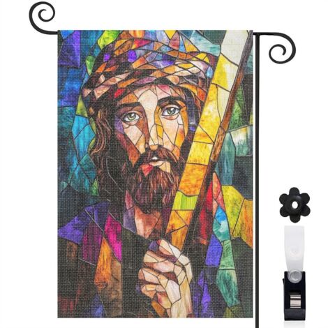 Drapeau de jardin Bienvenue en tissu polyester durable 45 x 30 cm double face décoration intérieure (1/4)