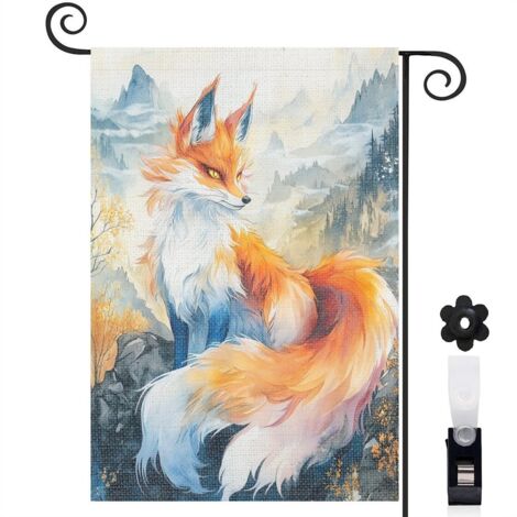 Drapeau de jardin Joyeuses saisons en toile de jute 30 x 45 cm décoratif et élégant jardin et cour (1/5)