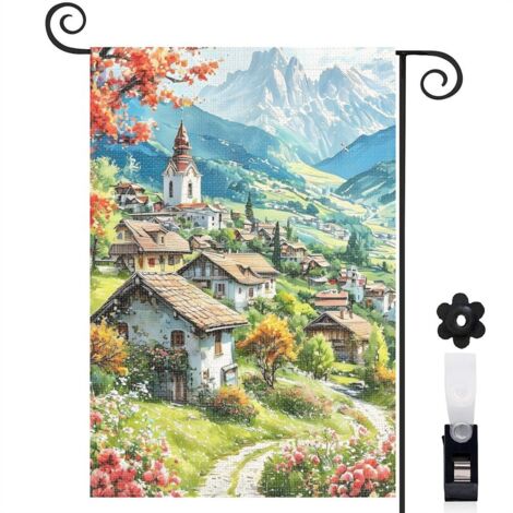 Drapeau de jardin Bienvenue en tissu polyester durable 45 x 30 cm lavable terrasse et balcon (1/5)