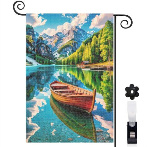 Drapeau de jardin Bienvenue en tissu polyester durable 45 x 30 cm double face maison de campagne (1/5)