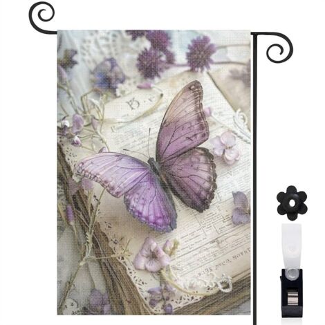 Drapeau de jardin Bienvenue en tissu polyester durable 30 x 45 cm vertical maison de campagne (1/5)