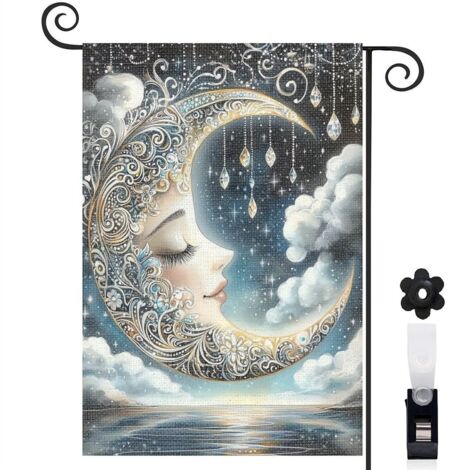 Drapeau de jardin Bienvenue en tissu polyester durable 45 x 30 cm double face décoration saisonnière pour jardin (1/5)