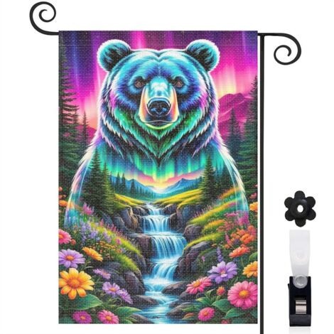 Drapeau de jardin Bienvenue en toile double face 30 x 45 cm lavable jardin et cour (1/5)