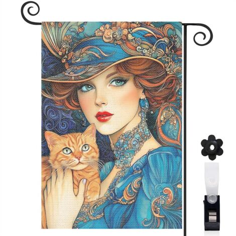 Drapeau de jardin Bienvenue en tissu polyester durable 45 x 30 cm vertical décoration extérieure (1/5)