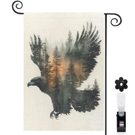 Drapeau de jardin Bienvenue en toile double face 45 x 30 cm résistant aux intempéries mariage (1/5)