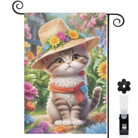 Drapeau de jardin Joyeuses saisons en lin lavable 30 x 45 cm vertical terrasse et balcon (1/5)
