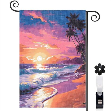 Drapeau de jardin Bienvenue en tissu polyester durable 30 x 45 cm résistant aux intempéries décoration extérieure (1/5)