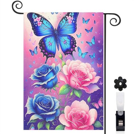 Drapeau de jardin Bienvenue en toile double face 30 x 45 cm double face maison de campagne (1/5)