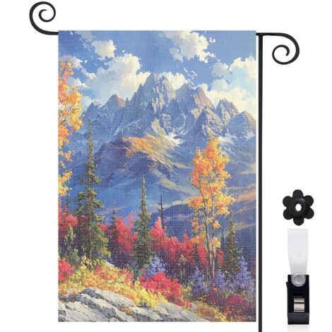 Drapeau de jardin Bienvenue en tissu polyester durable 45 x 30 cm décoratif et élégant décoration extérieure (1/5)