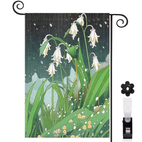 Drapeau de jardin Joyeuses saisons en toile de jute 45 x 30 cm double face maison de campagne (1/5)