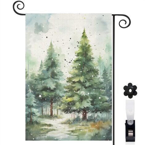 Drapeau de jardin Joyeuses saisons en lin lavable 45 x 30 cm lavable décoration intérieure (1/5)