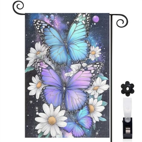 Drapeau de jardin Bienvenue en tissu polyester durable 45 x 30 cm lavable jardin et cour (1/5)