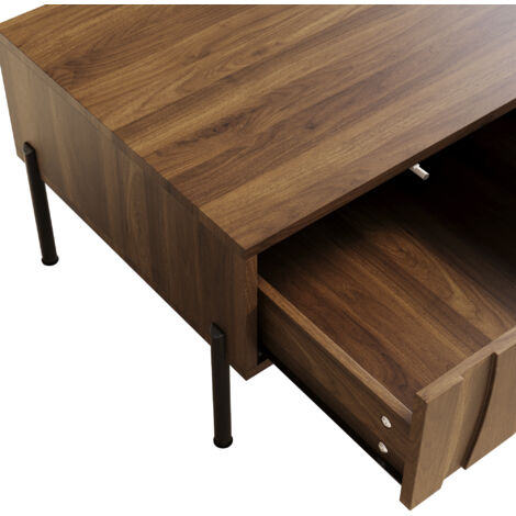 Combiné de meuble de lit et d’étagère pour télévision, fait de bois massif avec motif ondulé. Set de rangement conçu pour mettre en valeur la texture naturelle du bois. Meubles décoratifs parfaits pou (1/5)