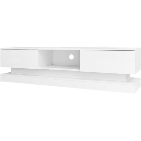 1603540,5 cm. Meuble de coin en blanc, avec finition brillante. Éclairage LED. Deux tiroirs. Commande via appareil mobile. Design anti-chute. Conçu pour un téléviseur de 60 pouces. (1/5)