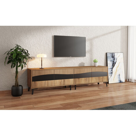 Armoire de télévision de 1804050 cm. Couleur en bois + support pour la télévision noir. Armoire de télévision avec 4 compartiments. (1/5)