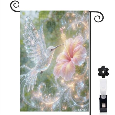 Drapeau vertical Welcome oiseau tropical 30 x 45 cm décoration porche et extérieur (1/4)