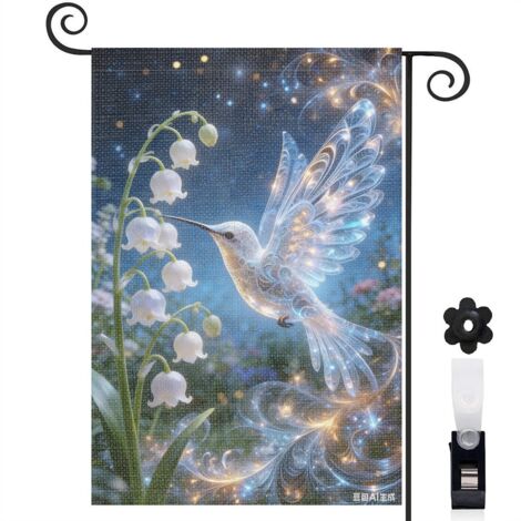 Bannière de cour Welcome colibri doux 30 x 45 cm décoration jardin et intérieur (1/5)