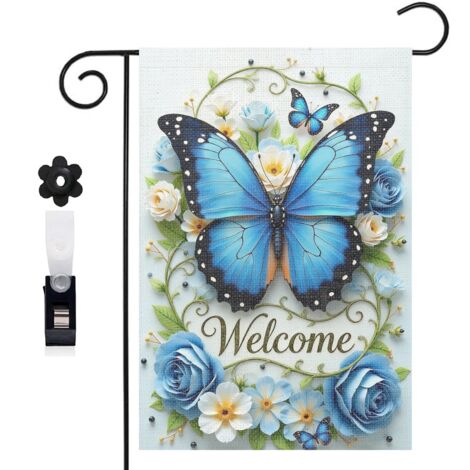 Drapeau vertical coquillages et Welcome pour l'été 30 x 45 cm décoration saisonnière cour (1/5)