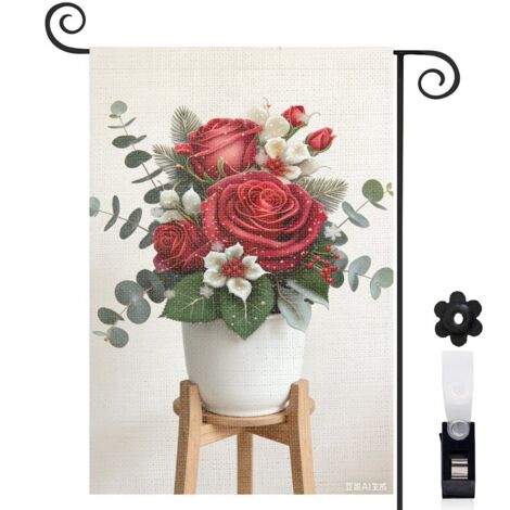 Drapeau vertical Welcome et lys blancs et roses 30 x 45 cm décoration maison et jardin (1/5)