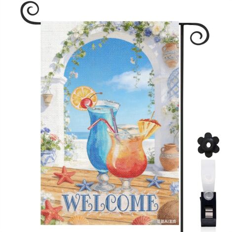 Drapeau de jardin été frais avec boissons glacées 30 x 45 cm décoration extérieure (1/4)