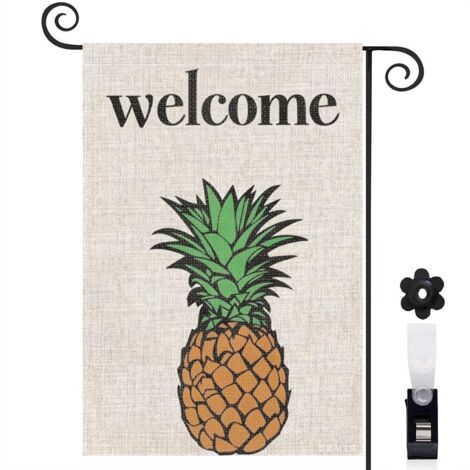 Drapeau de jardin ananas et papillons colorés 30 x 45 cm décoration terrasse et extérieur (1/5)