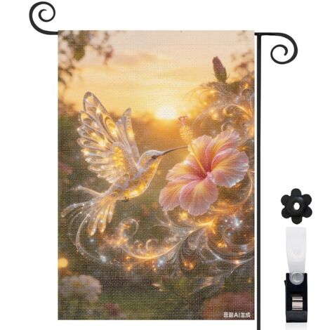 Drapeau vertical Welcome oiseau élégant 30 x 45 cm décoration cour et extérieur (1/5)