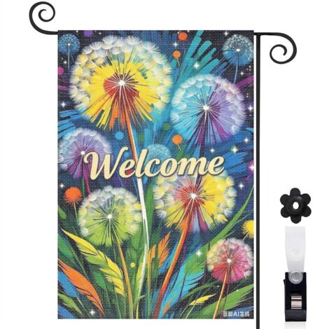 Drapeau vertical pissenlits et papillons vibrants 30 x 45 cm décoration maison et jardin (1/5)