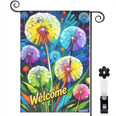 Drapeau de jardin pissenlits scintillants et papillons 30 x 45 cm décoration porche et entrée (1/5)