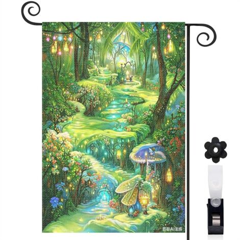 Drapeau de jardin Welcome forêt hivernale enchantée 30 x 45 cm décoration extérieure (1/5)