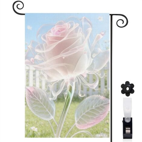 Bannière de cour rose transparente et style romantique 30 x 45 cm décoration maison de campagne (1/4)