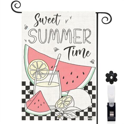 Drapeau de jardin Sweet Summer Time pastèque et citron 30 x 45 cm décoration extérieure jardin (1/5)
