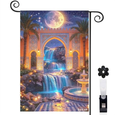 Bannière de cour ambiance de thé et cascade lumineuse 30 x 45 cm décoration porche et maison (1/5)