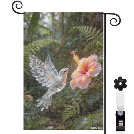Drapeau vertical Welcome colibri vibrant 30 x 45 cm décoration jardin et balcon (1/5)