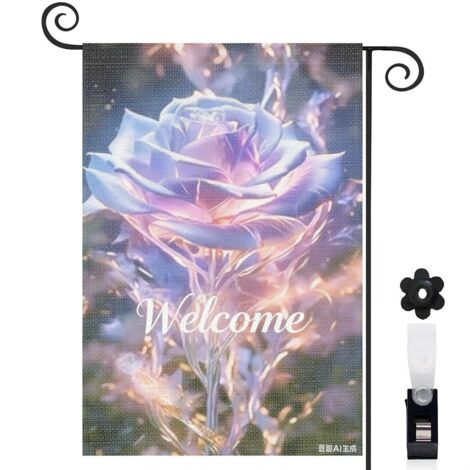 Bannière de cour fleurs de jardin et rose magique 30 x 45 cm décoration extérieure et intérieure (1/5)