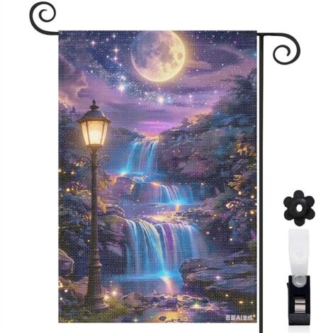 Drapeau vertical nuit étoilée et cascade 30 x 45 cm décoration saisonnière extérieure (1/4)