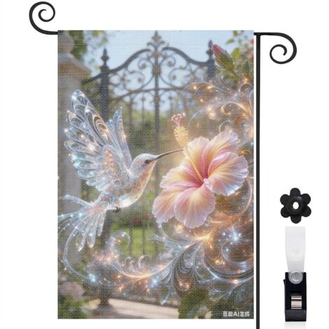 Drapeau vertical Welcome fleur tropicale 30 x 45 cm décoration cour et jardin (1/5)