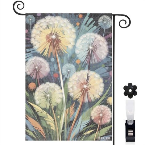 Drapeau de jardin pissenlits colorés et Welcome 30 x 45 cm décoration cour et balcon (1/4)