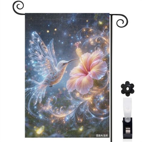 Drapeau vertical Welcome colibri élégant 30 x 45 cm décoration cour et terrasse (1/5)