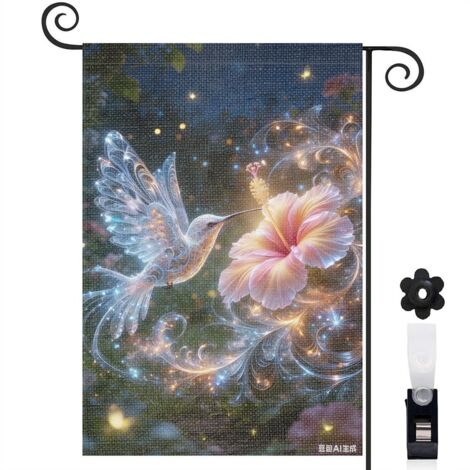 Drapeau de jardin Welcome hibiscus coloré 30 x 45 cm décoration porche et extérieur (1/5)
