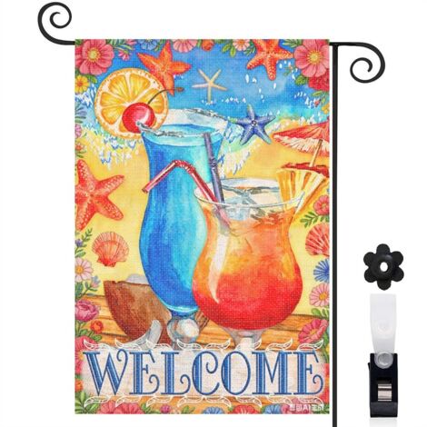 Drapeau de jardin cocktails bleus et rouges 30 x 45 cm décoration terrasse et extérieur (1/5)